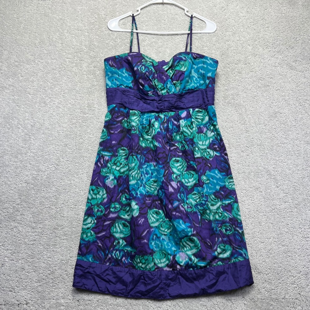 Moulinette Soeurs Vetements Dress Womens 14 Purple Teal Anthropologie Floral